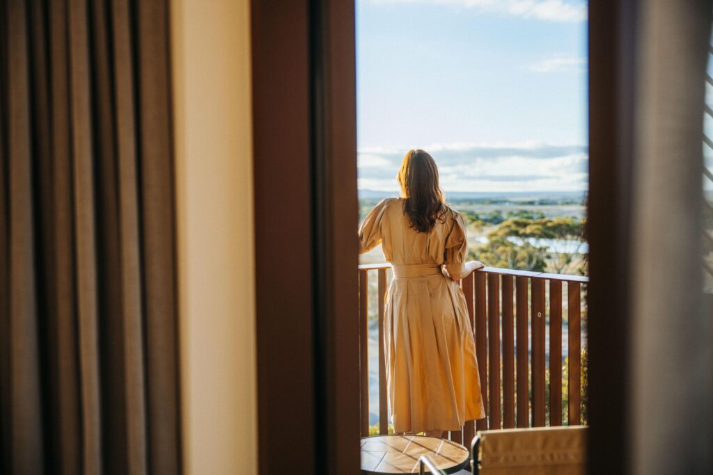 Enjoying the view on a balcony
