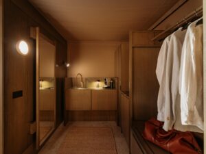 Dressing room in a luxury safari tent