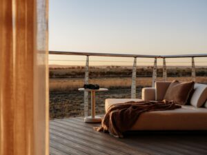 View from the deck of a luxury safari tent