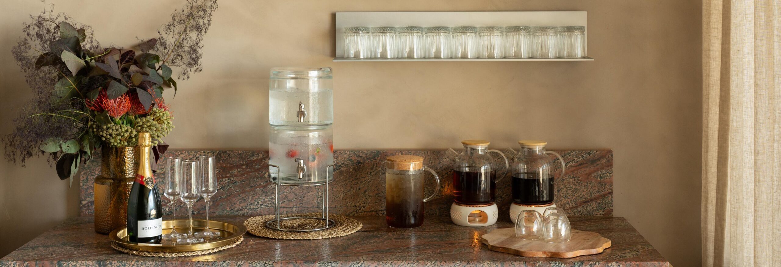 Beverage station at day spa