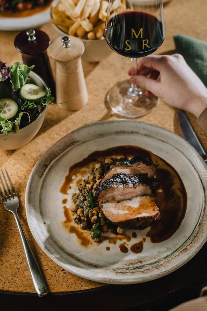 Moroccan Pork dish and wine