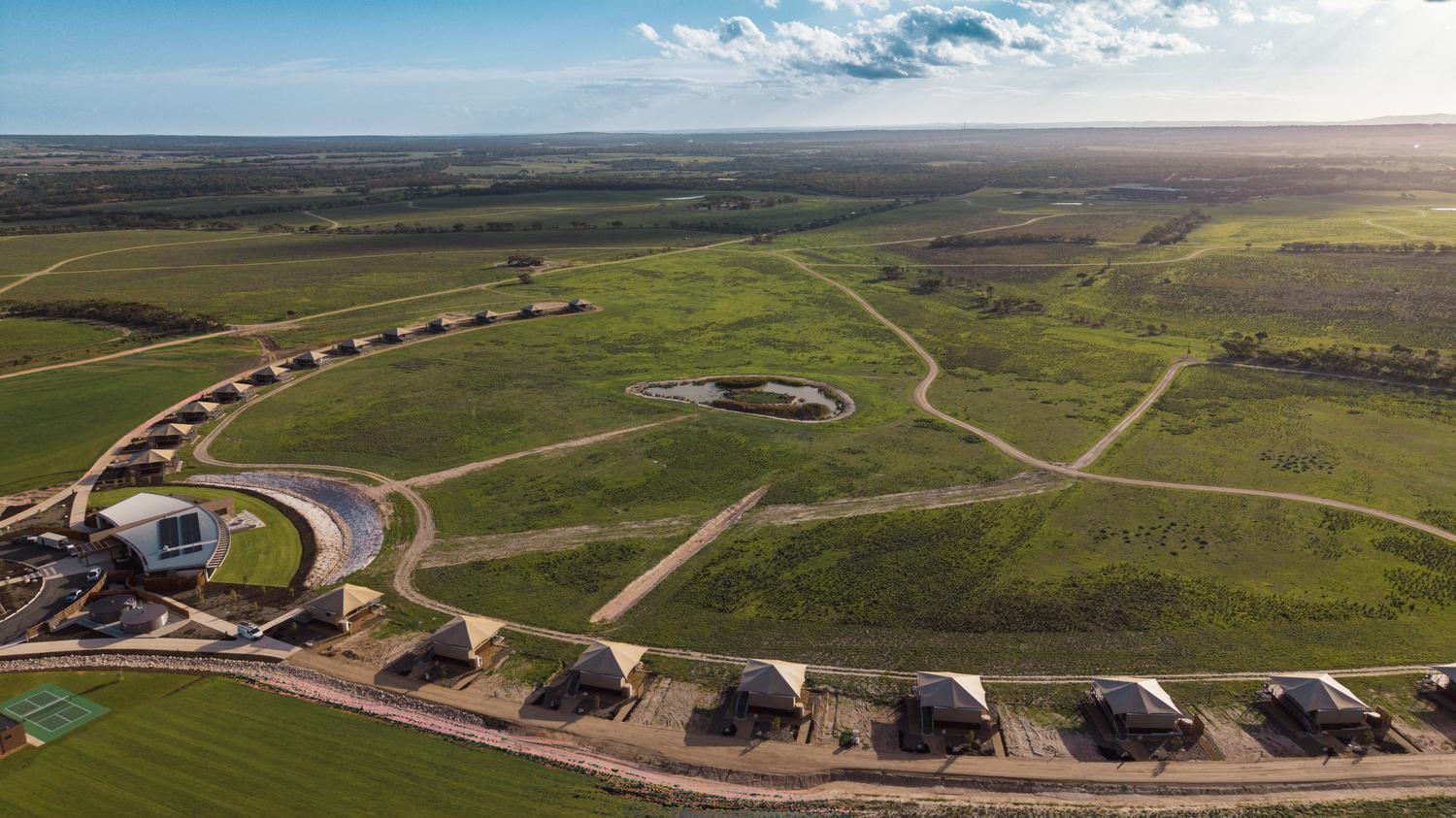 Aerial footage of Safari Lodge and beyond