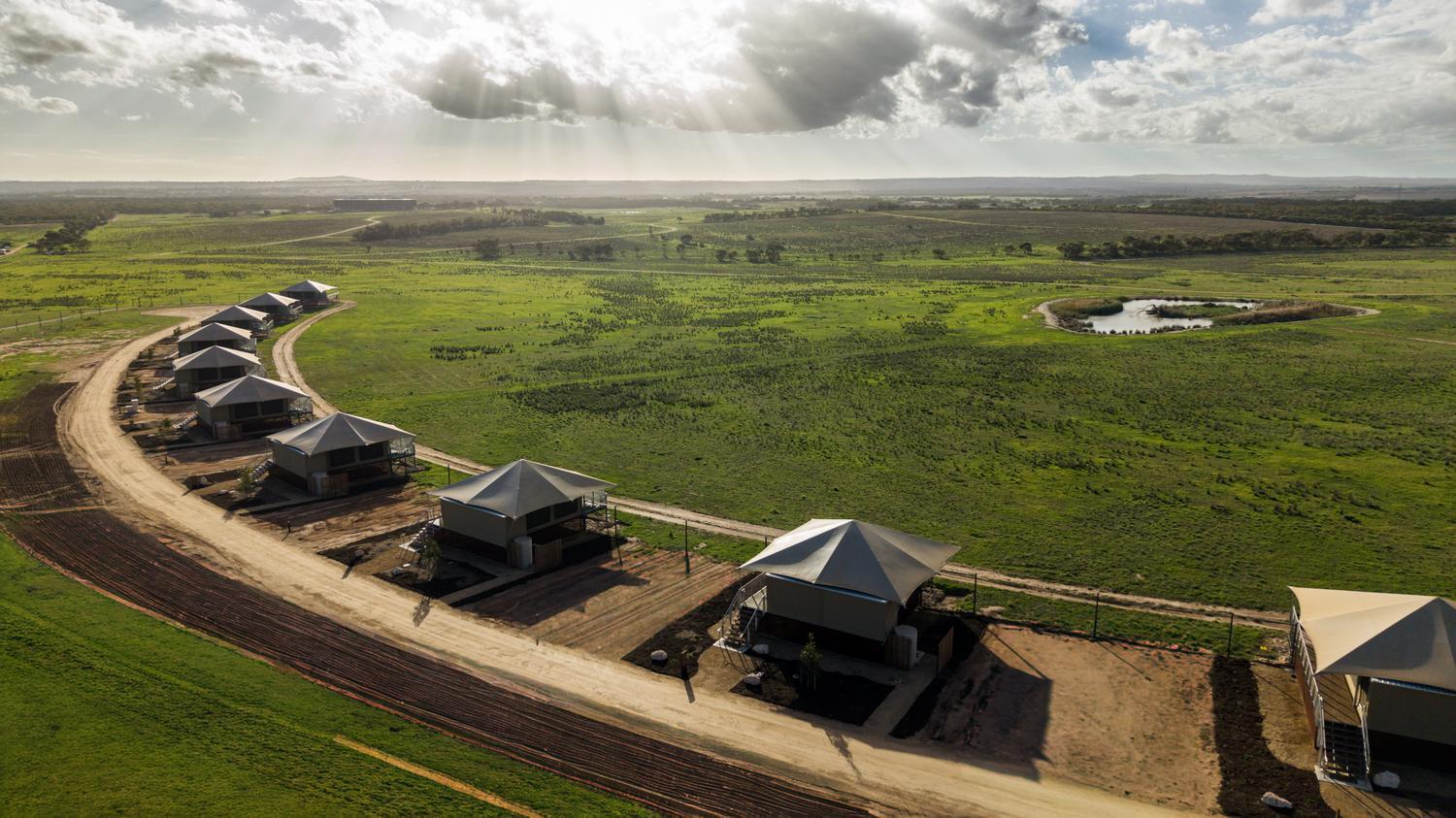 Aerial footage of Safari Lodge and beyond